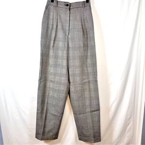 Talbots vintage Women's Black & White Houndstooth Wool Pleated Pants 8 preppy